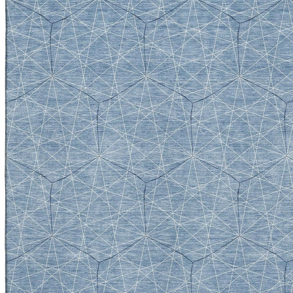 HomeRoots 5' X 8' Denim Blue Geometric Area Rug - Washable, UV Protected, Perfect for Busy Homes & Style 677857