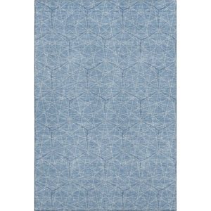 HomeRoots 8' X 10' Stylish Denim Blue Ivory Geometric Area Rug – Washable, UV Protected, Family-Friendly Design 677859