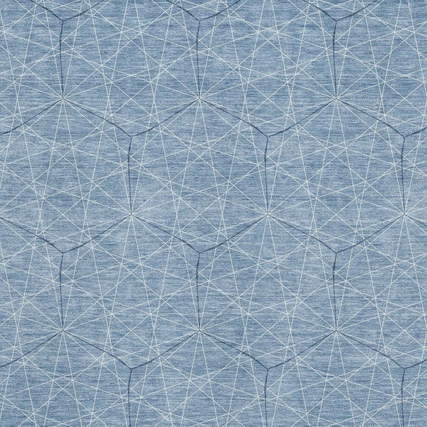 HomeRoots 8' X 10' Stylish Denim Blue Ivory Geometric Area Rug – Washable, UV Protected, Family-Friendly Design 677859