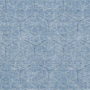 HomeRoots 9' X 12' Denim Blue & Ivory Geometric Area Rug - Washable, UV-Protected, Durable for High-Traffic Areas 677860