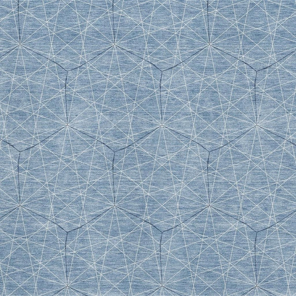 HomeRoots 9' X 12' Denim Blue & Ivory Geometric Area Rug - Washable, UV-Protected, Durable for High-Traffic Areas 677860