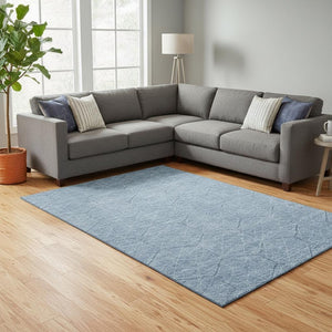 HomeRoots 10' X 14' Denim Blue & Ivory Washable Area Rug - Durable, Stain Resistant with UV Protection! 677861