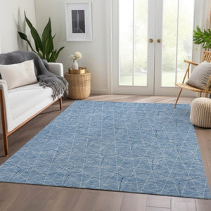 HomeRoots 10' X 14' Denim Blue & Ivory Washable Area Rug - Durable, Stain Resistant with UV Protection! 677861