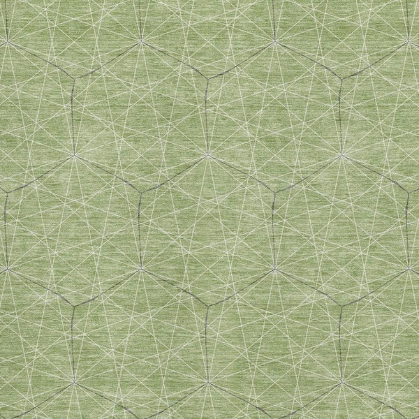 HomeRoots 5' X 8' Green and Ivory Geometric Washable Area Rug with UV Protection - Durable & Stylish Decor! 677863