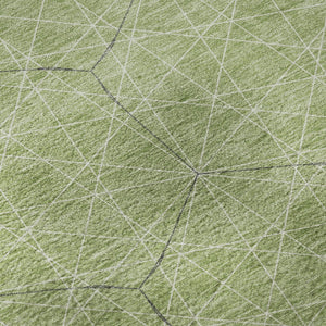 HomeRoots 8' Green and Ivory Geometric Round Rug - Washable, UV-Protected, Durable Design for Modern Spaces 677864
