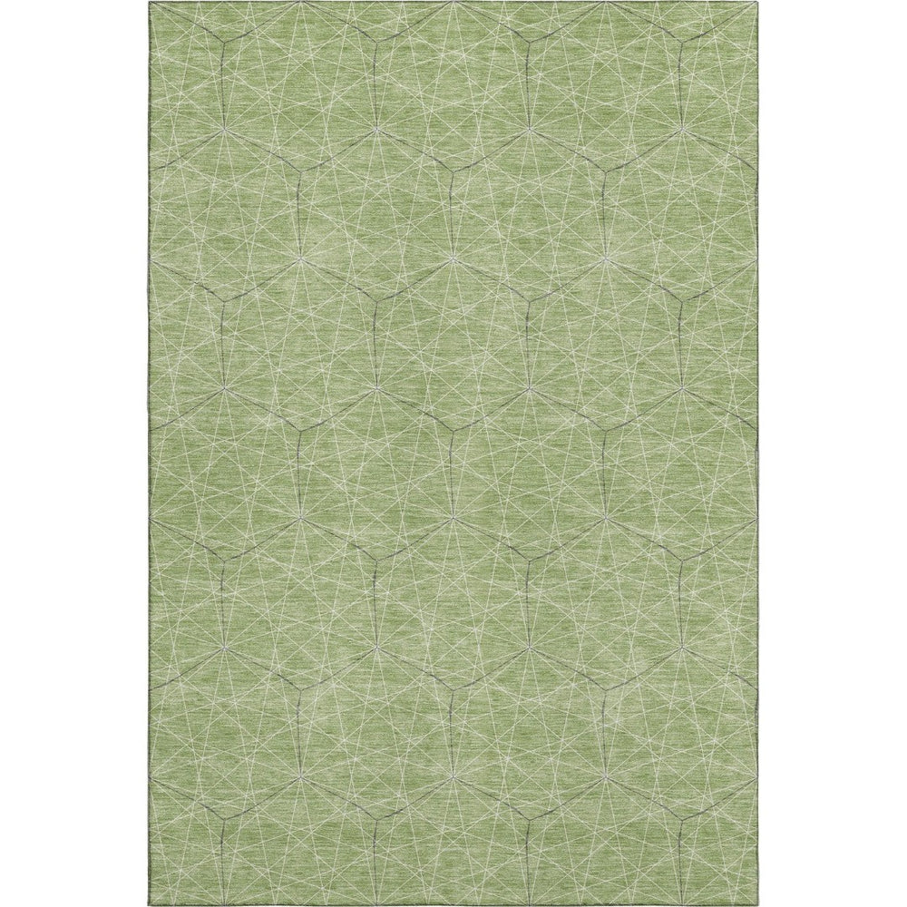 HomeRoots 8' X 10' Stylish Green & Ivory Geometric Area Rug – Washable, UV Resistant, Perfect for Any Room! 677865