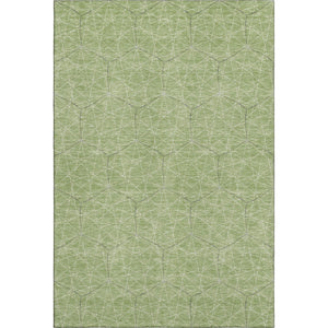 HomeRoots 10' Green and Ivory Geometric Washable Area Rug - Durable, UV-Protected, Perfect for Kids & Pets! 677867