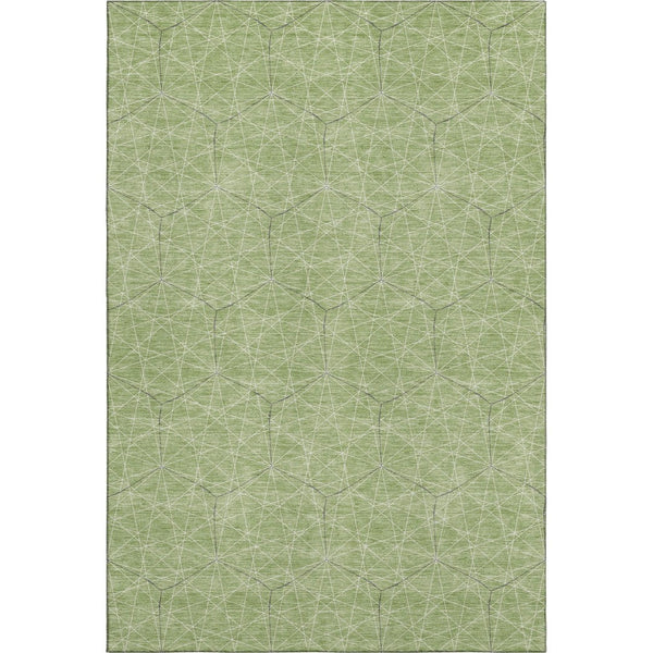 HomeRoots 10' Green and Ivory Geometric Washable Area Rug - Durable, UV-Protected, Perfect for Kids & Pets! 677867