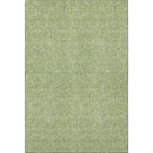 HomeRoots 10' Green and Ivory Geometric Washable Area Rug - Durable, UV-Protected, Perfect for Kids & Pets! 677867