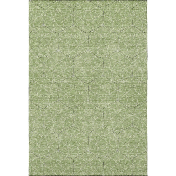 HomeRoots 10' Green and Ivory Geometric Washable Area Rug - Durable, UV-Protected, Perfect for Kids & Pets! 677867