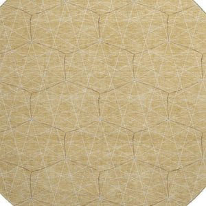 HomeRoots 8' Gold and Ivory Geometric Round Rug - Washable, UV-Protected, Stylish, and Durable for Any Space 677870