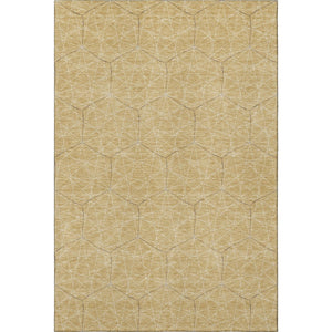 HomeRoots 8' X 10' Gold and Ivory Geometric Area Rug – Washable, UV Protected, Durable & Stylish for Any Room 677871