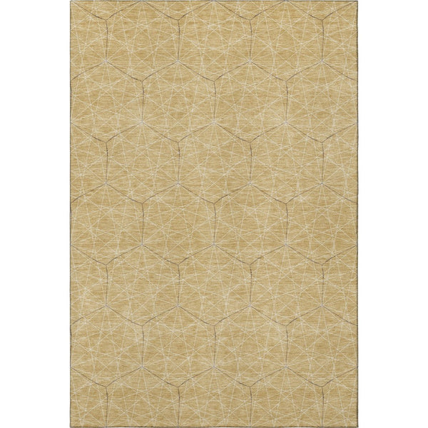 HomeRoots 8' X 10' Gold and Ivory Geometric Area Rug – Washable, UV Protected, Durable & Stylish for Any Room 677871