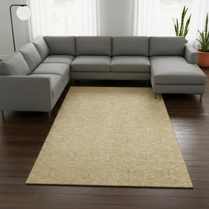 HomeRoots 9' X 12' Gold And Ivory Geometric Area Rug - Stylish, Durable, Washable, UV Protected for Modern Homes 677872