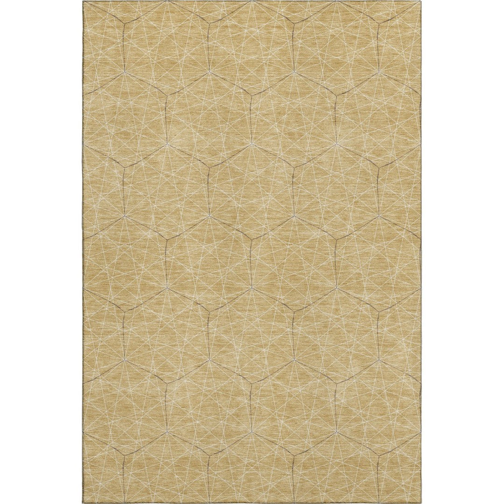 HomeRoots 9' X 12' Gold And Ivory Geometric Area Rug - Stylish, Durable, Washable, UV Protected for Modern Homes 677872