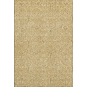 HomeRoots 10' Geometric Washable Area Rug in Gold and Ivory - Durable, Stain-Resistant, UV Protected Design 677873