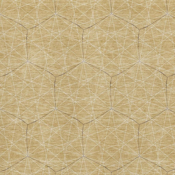 HomeRoots 10' Geometric Washable Area Rug in Gold and Ivory - Durable, Stain-Resistant, UV Protected Design 677873