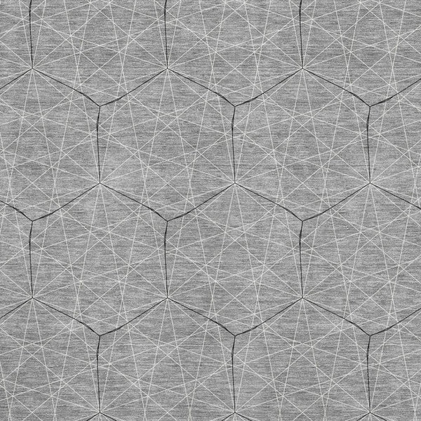 HomeRoots 5' X 8' Gray and Silver Geometric Washable Area Rug – UV Protected, Easy-Care, Stylish for Homes 677875
