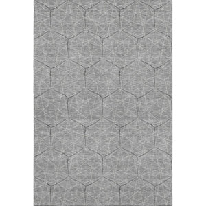 HomeRoots 8' X 10' Gray and Silver Geometric Area Rug - Washable, UV Protected, Durable for Homes with Kids & Pets 677877