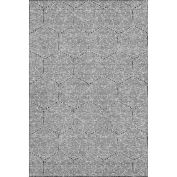 HomeRoots 8' X 10' Gray and Silver Geometric Area Rug - Washable, UV Protected, Durable for Homes with Kids & Pets 677877