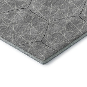 HomeRoots 8' X 10' Gray and Silver Geometric Area Rug - Washable, UV Protected, Durable for Homes with Kids & Pets 677877