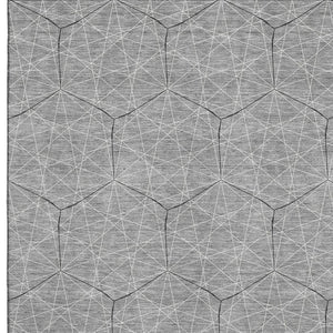 HomeRoots 8' X 10' Gray and Silver Geometric Area Rug - Washable, UV Protected, Durable for Homes with Kids & Pets 677877