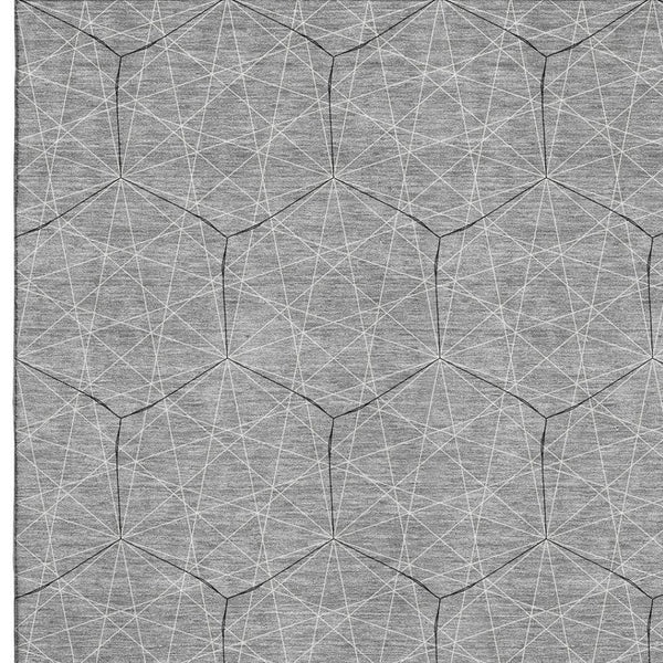 HomeRoots 8' X 10' Gray and Silver Geometric Area Rug - Washable, UV Protected, Durable for Homes with Kids & Pets 677877