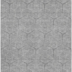 HomeRoots 8' X 10' Gray and Silver Geometric Area Rug - Washable, UV Protected, Durable for Homes with Kids & Pets 677877
