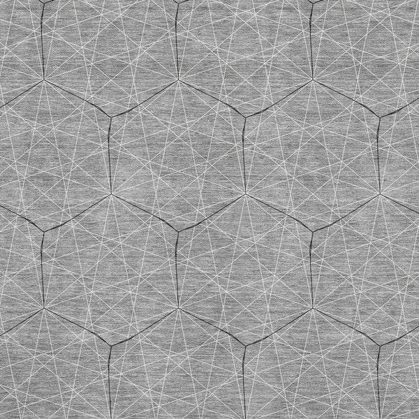 HomeRoots 10' X 14' Gray And Silver Geometric Area Rug - Washable, UV-Protected, Stylish for Family Spaces 677879