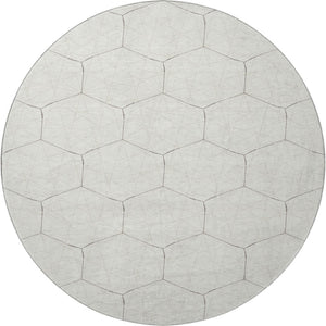 HomeRoots 8' Ivory And Brown Geometric Round Rug - Washable, UV Protected, Durable for Indoor & Outdoor Use 677882