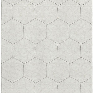 HomeRoots 8' X 10' Ivory & Brown Geometric Area Rug - Washable, UV Protected, Stylish & Durable for Family Homes 677883