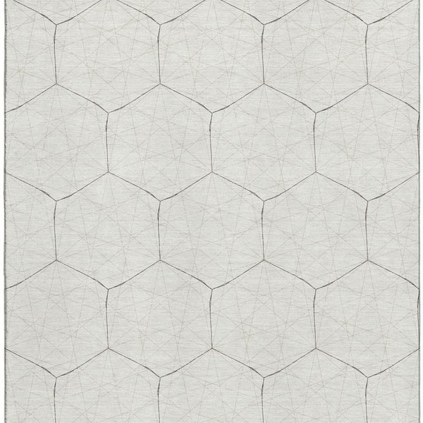 HomeRoots 8' X 10' Ivory & Brown Geometric Area Rug - Washable, UV Protected, Stylish & Durable for Family Homes 677883