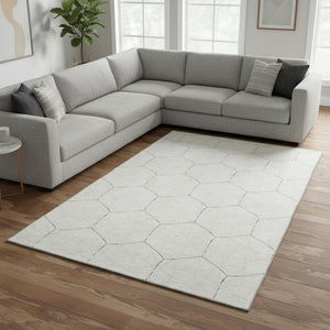 HomeRoots 10' X 14' Stylish Ivory & Brown Geometric Washable Area Rug - Stain Resistant & UV Protected Decor! 677885