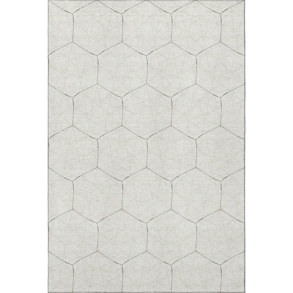 HomeRoots 10' X 14' Stylish Ivory & Brown Geometric Washable Area Rug - Stain Resistant & UV Protected Decor! 677885