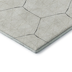 HomeRoots 5' X 8' Linen & Black Geometric Area Rug - Washable, UV-Protected, Durable & Stylish for Any Room 677887