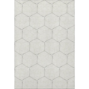 HomeRoots 10' X 14' Linen & Black Geometric Area Rug – Durable, Washable, UV Protected for Modern Homes 677891