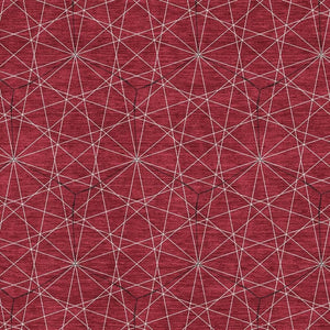 HomeRoots 5' X 8' Red And Ivory Geometric Area Rug - Washable, UV Protected, Perfect for Homes with Kids & Pets! 677893