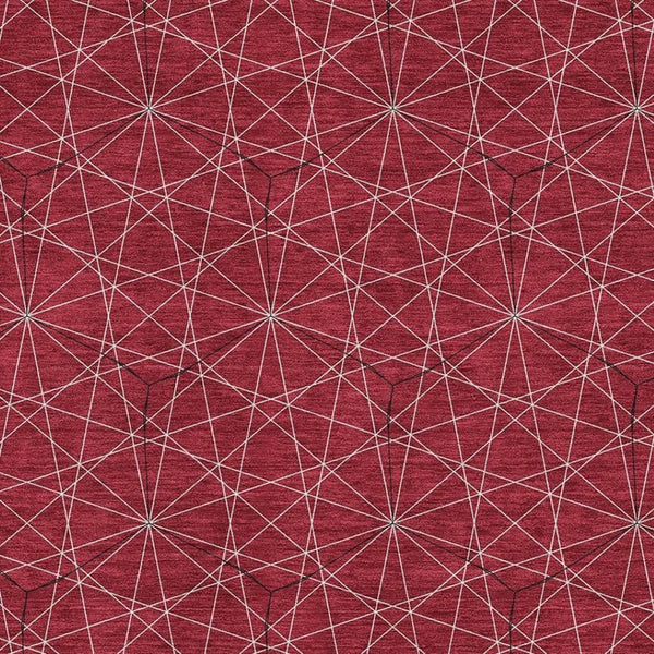 HomeRoots 5' X 8' Red And Ivory Geometric Area Rug - Washable, UV Protected, Perfect for Homes with Kids & Pets! 677893