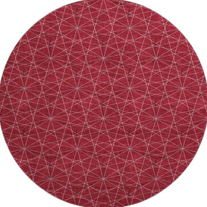 HomeRoots 8' Red And Ivory Geometric Round Rug – Stylish, Washable, UV-Protected for Busy Homes & Sunlit Spaces 677894