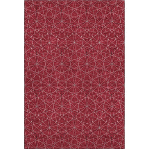 HomeRoots 8' X 10' Red and Ivory Geometric Area Rug - Durable, Washable, UV Protected for Modern Homes 677895