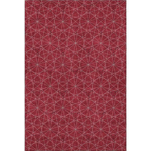 HomeRoots 8' X 10' Red and Ivory Geometric Area Rug - Durable, Washable, UV Protected for Modern Homes 677895
