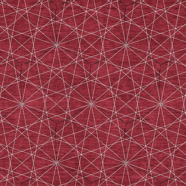 HomeRoots 9' X 12' Geometric Red & Ivory Area Rug – Washable, UV Resistant, Perfect for High-Traffic Spaces 677896