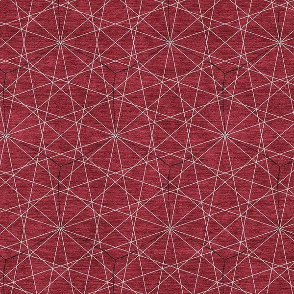 HomeRoots 10' X 14' Red and Ivory Geometric Washable Area Rug - Durable, Stylish, UV-Protected for Family Spaces 677897