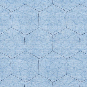 HomeRoots 5' Sky Blue & Denim Blue Geometric Washable Area Rug with UV Protection for Modern Living Spaces 677899
