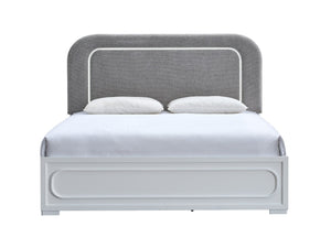 English Elm Milan Upholstered King Bed with Led Accents Fabric Headboard and Contemporary Frame B078S00706