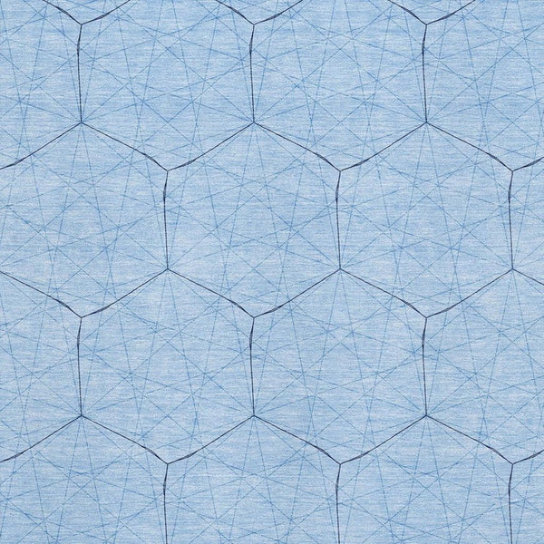 HomeRoots 8' X 10' Stylish Sky Blue & Denim Geometric Area Rug - Washable, UV Protected, Stain Resistant Design 677901