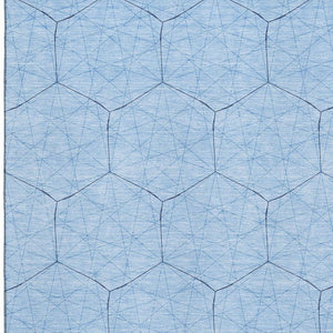 HomeRoots 9' X 12' Sky Blue & Denim Geometric Area Rug - Washable, UV-Protected, Stylish & Durable Design! 677902
