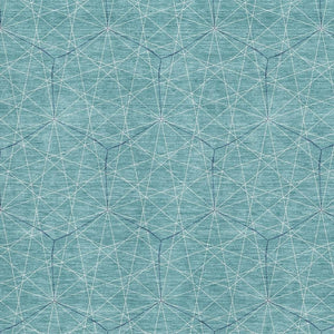 HomeRoots 5' X 8' Stylish Teal and Ivory Geometric Area Rug – Washable, UV-Protected, Perfect for Pets & Kids! 677905