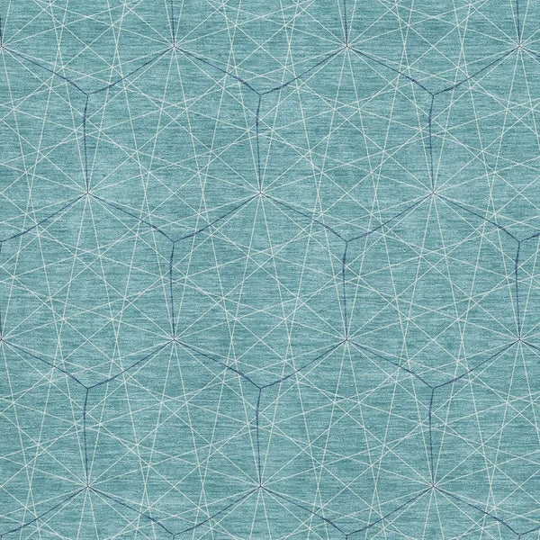 HomeRoots 5' X 8' Stylish Teal and Ivory Geometric Area Rug – Washable, UV-Protected, Perfect for Pets & Kids! 677905