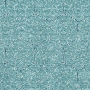 HomeRoots 8' X 10' Teal And Ivory Geometric Area Rug - Washable, UV Protected, Stain Resistant for High Traffic Spaces 677907